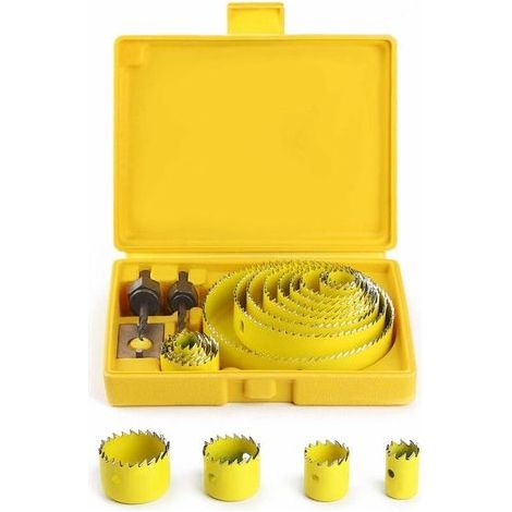 Scie Cloche Coffret,Scies Cloches19-127mm Kit Complet Dans un écrin Avec des Mandrins et des Dispositifs pour Bois Platre Plastique PVC Fabriqué en Acier Trempé de Haute Qualité A3 (1/5)