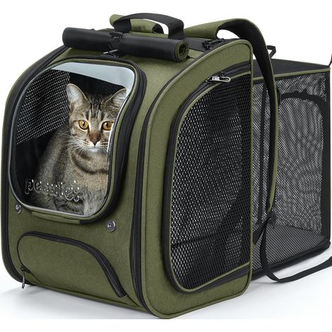 Sac à Dos Chat Extensible,Grand EspaceTransport pour Chat,Vert (1/5)