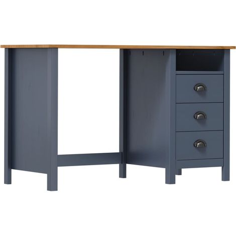 Escritorio Hill con 3 cajones madera de pino gris 120x50x74 cm vidaXL (1/5)