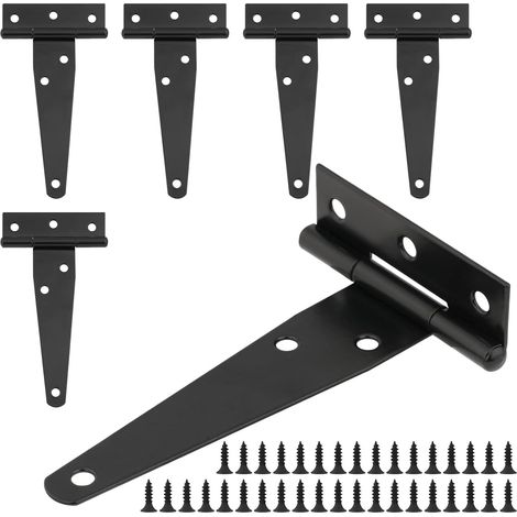 6 pièces Charnière en T, 4 Pouces, Acier, 6 trous, 270 degrés, Portail, Hangar (1/4)