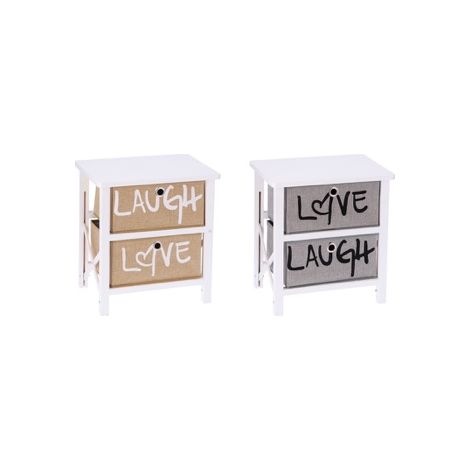 Mobile Cassettiera in Legno MDF 2 Cassetti  40 x 29 x 43 cm 2 Colori (1/2)