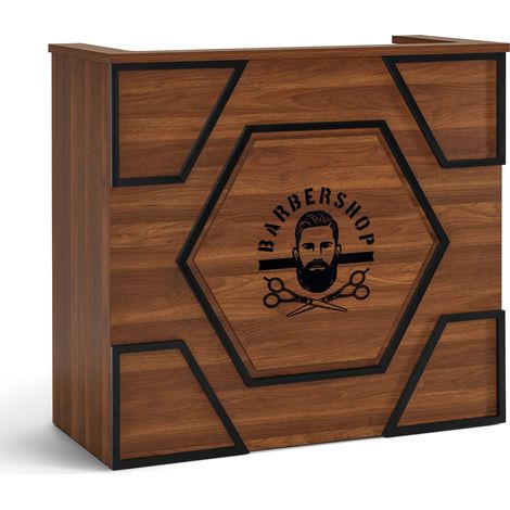 BarberPub Empfangstheke mit 2 Schubladen, Rezeptionstisch Braun R9760