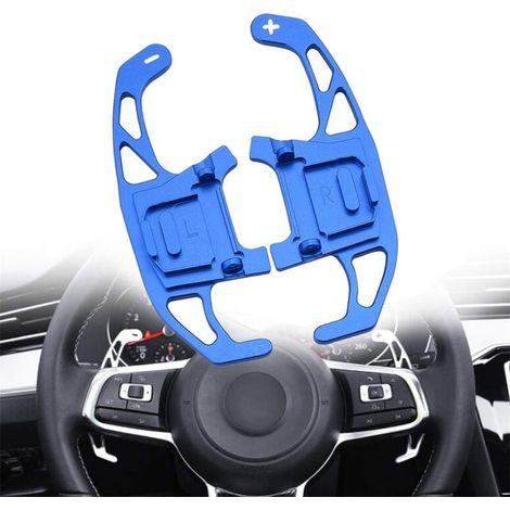 Paddles de vitesse en aluminium robuste (bleu) pour Golf 7 R-line (2015-2019) et Golf 7 GTI (2015-2019), palettes de changement de rapport légères et durables, accessoire de conduite sportive. (1/5)
