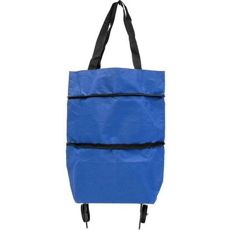 Carro De Compras Plegable - Bolsa De Compras 2 En 1 Con Ruedas - Para Supermercado Y Verdulería - Capacidad 30 L - Azul (1/5)