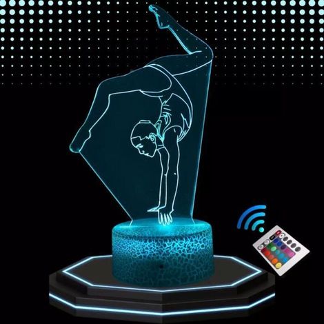 Lampe de chevet LED 3D ACKERMAN – Veilleuse tactile multicolore avec télécommande, design contemporain, idéale pour chambre ou salle de gym (1/5)