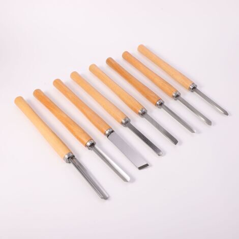8 pièces ensemble de ciseaux à bois ensemble de ciseaux à bois outils de tournage à bois ensemble de ciseaux de tour pour le tournage de bois dur (1/4)