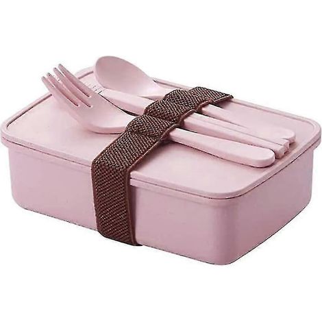 Isolierte Lunchbox aus Bambusfasern, tragbar, für Schüler, einlagig, versiegelt, Geschenk-Lunchbox (Farbe: Rosa) (1/4)