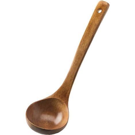 1 cuillère à soupe en bois grande capacité, usage cuisine, manche en forme de cuillère, B-- (1/5)