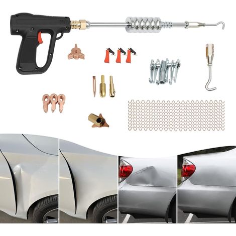 Juego de 81 piezas con herramientas para la reparación de carrocerías: juego para la reparación de abolladuras, juego de reparación de automóviles con pistola de soldadura, extractor de abolladuras y  (1/5)