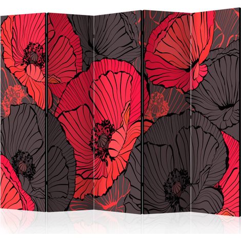 Paravent 5 Volets "Pleated Poppies" 172x225cm (1/2)