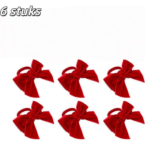 Lot de 6 ronds de serviette en velours rouge motif nœud de Noël, porte serviettes décoratifs pour table de fête, repas, maison et hôtel, accessoires de décoration de table, rouge (1/5)