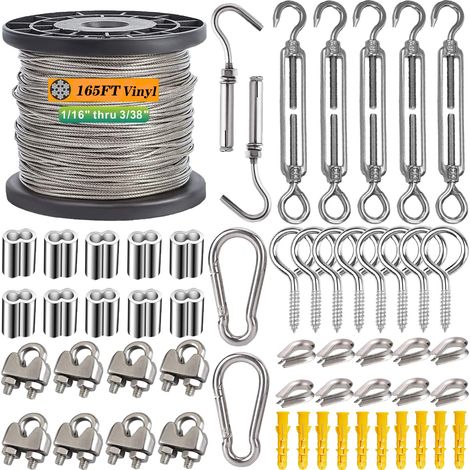 Steel Cable 2 mm, 50 m Stainless Steel, 304 Stainless Steel Cable, M5 Stainless Steel Tensioner Cable for Outdoor Climbing Plants, Trellis and DIY Outdoor Projects (1/5)