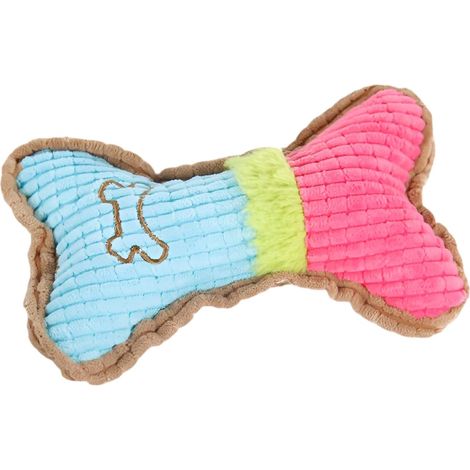 Hueso masticable para perros con clip de sonido suave - Juguete de peluche suave y duradero - Altavoces incorporados - Ideal para el juego interactivo - Atractivo - Reduce el aburrimiento y el estrés