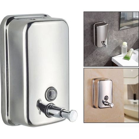 Wall-Mounted Soap Dispenser, Stainless Steel Bathroom or Kitchen Soap Dispenser, Fixed Manual Liquid Soap Dispenser (500ml) - INHHUB (1/5)