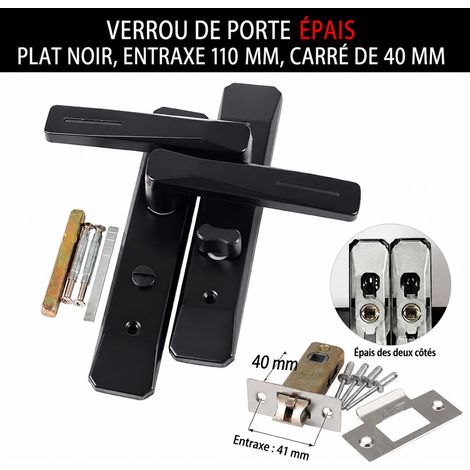 Serrure à poignée levier en aluminium noire, plaque épaissie 110 mm et pêne silencieux 40 mm noir 40 réf 6893 10 g – Livraison gratuite