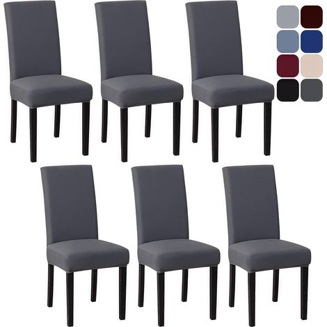 6 Pieces Housse de Chaise, Housse de Chaise Extensible, Amovible Lavable Moderne Couverture de Chaise, Lavable Moderne Durable Chaise pour Hotel Restaurant Fete Banquet Decoration, Gris (1/5)