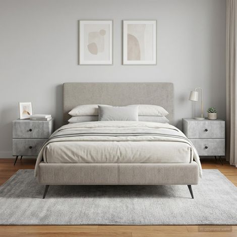 Lot de 2 tables de chevet avec 4 tiroirs en bois d’ingénierie gris béton 43 x 34,5 x 47,5 cm - PANGIVO (1/5)