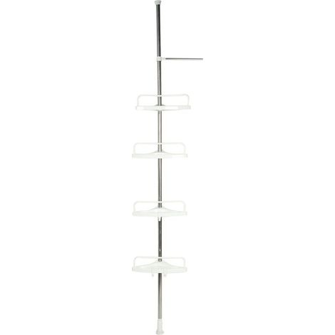 Organisateur d\'étagère de support de stockage de plancher au plafond d\'angle de salle de bains d\'acier inoxydable à quatre niveaux (1/5)