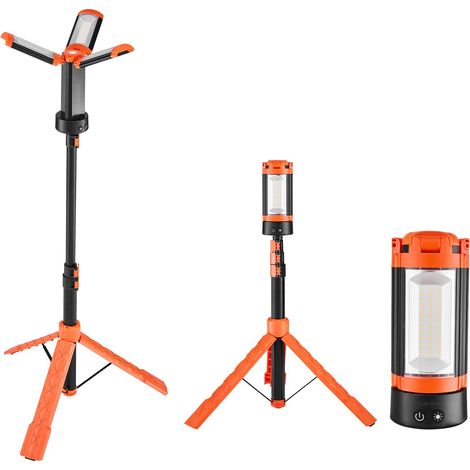 Projecteur LED sur Trépied, 8Ah Rechargeable, 3 Têtes Amovibles, 2200 Lumens 3000K-6500K, Éclairage Portable Chantier (1/5)