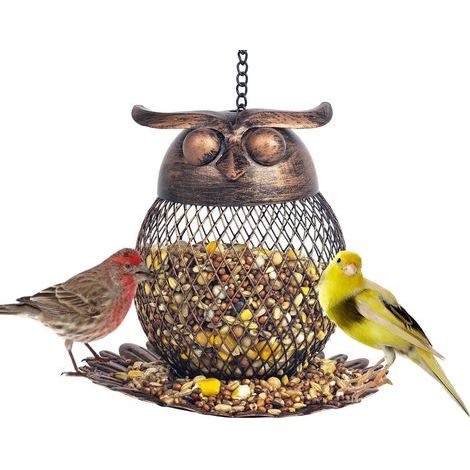 Mangeoire à oiseaux vintage en maille métallique – Lanterne suspendue pour jardin et cour – Décoration extérieure élégante (1/5)