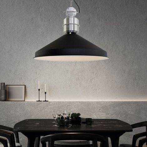 Lampe suspendue Lampe suspendue Lampe suspendue Lampe de salle à manger Lampe de cuisine, réglable en hauteur, métal noir mat, 1x douille E27, DxH 56x195cm (1/5)