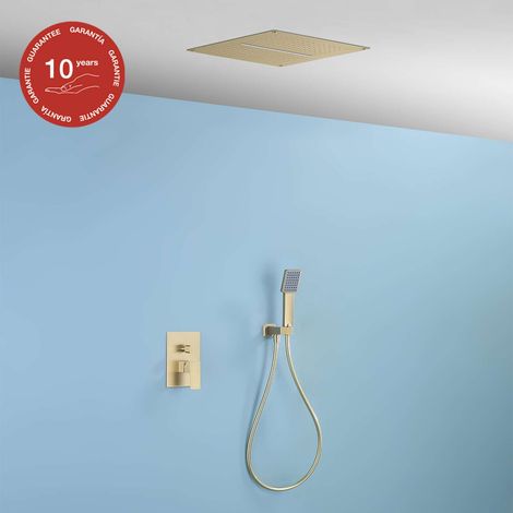 Ensemble de douche encastré mécanique 3 voies SKY BATH or brossé PVD Inox S304 série TRINITY (1/5)