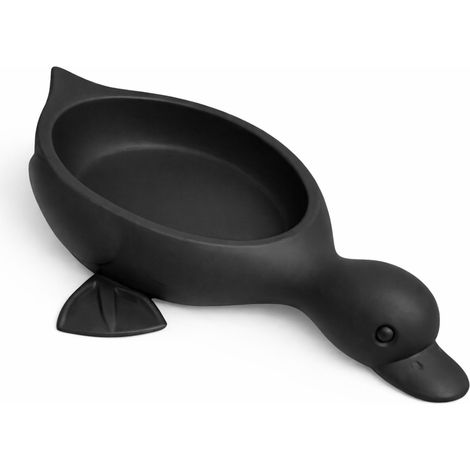 Jabonera organizadora con forma de pato negro y desagüe para jabón. (1/3)