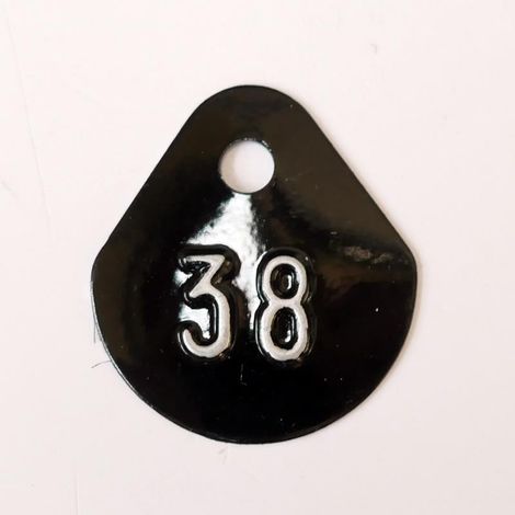 Chiffre goutte d'eau fond noir (à l'unité) estampé "38" en relief blanc hauteur d'écriture 11mm DERANCOURT