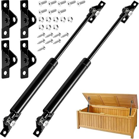 2 Pièces Vérin à Gaz Verin Meuble 250MM 200N/20KG avec Accessoires de Montage Ressort Amortisseurs pour Trappe Placard Penderie Chambre (1/5)