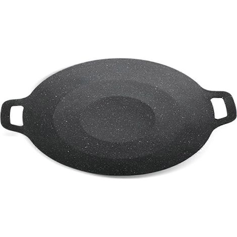 Poêle à griller coréenne ronde antiadhésive de 34 cm, idéale pour les voyages, le camping et les accessoires de barbecue. (1/5)