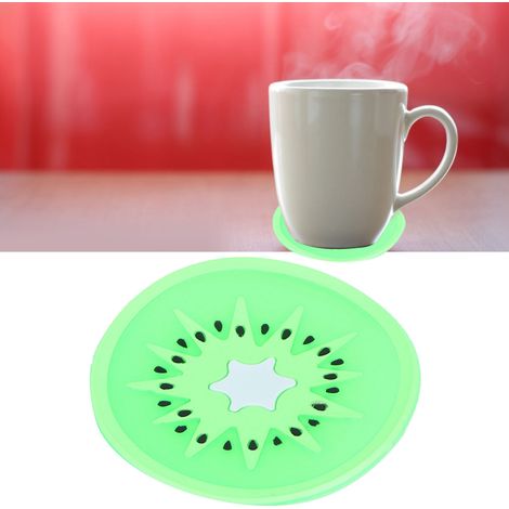 Dessous de verre en forme de kiwi, set de table, support pour tasses et boissons en silicone, accessoires de cuisine (1/5)