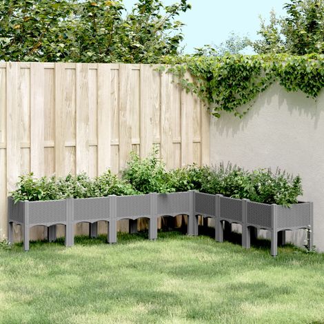 vidaXL Jardinera con patas PP gris claro 200x160x42 cm (1/5)