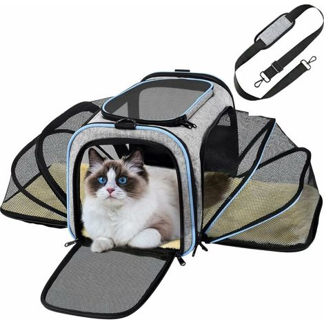 Sac De Transport Pliable Pour Chien - Extensible 2 Voies - Approuvé Airline - 46 X 76 X 28 Cm - Bleu - 1 Pièce (1/5)