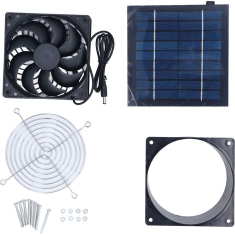 Ventilateur d'extraction à énergie solaire, professionnel, efficace, conduit d'économie d'énergie, pour grenier extérieur, maison pour chien, hangar, poulailler, 5W (1/5)