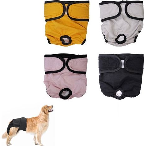 Set di protezione termica in 4 pezzi per cagne, taglia L, pannolino mestruale riutilizzabile, pantaloni termici per cani con chiusura in velcro, incontinenza (1/5)