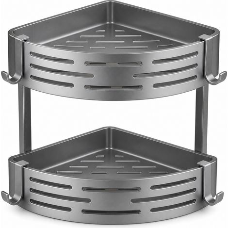 Mensola angolare da parete doppia in ABS per bagno 30 cm (1/5)