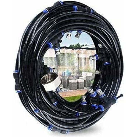 CT Outdoor Misting System, 10m Patio Mister with 9 Mist Nozzles + 1 Spare Nozzle + 1 Mist Hose Cutting Tool - LIAIKI (1/5)