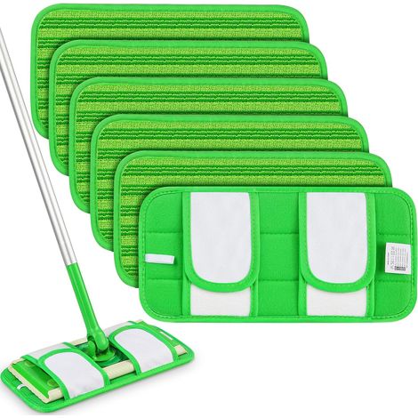 Lingettes réutilisables compatibles avec les balais Swiffer : lingettes microfibres humides Papclean, recharges pour balais à sec, lingettes lavables pour sols (1/5)