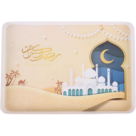 Plateau Service Mélamine Rectangulaire Réutilisable Léger Robuste – En-cas Fruit Desserts Nettoyage Facile 13.8x9.1x1.3in, Jaune (1/5)