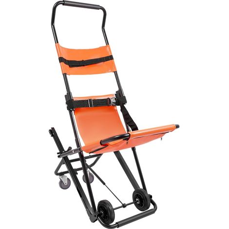 Manual Lift Stair Chair, 350lbs Capacity Portable Aluminum Alloy Folding Transportation Stair Chair Mobile Stairlift Elderly Lift Chair for Daily Transfer Evacuation Assist, (Orange)