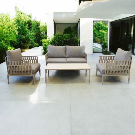 CASCADA - salotto outdoor con struttura in alluminio grigio chiaro, antracite o naturale (1/4)