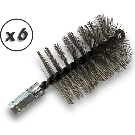 Lot de 6 Brosses à tube PRO INOX Ø 75 mm Raccord M12175 femelle Ame en acier torsadé Nettoyage brossage tube et canalisation Kibros 41SCI75x6