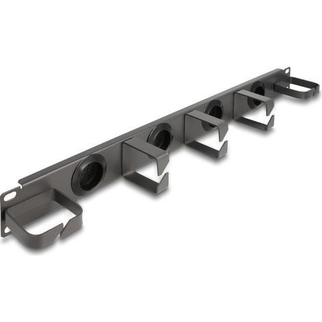 Delock Panel de organizaciÃ³n de cables de 19 con 4 goma entradas de cables y 5 ganchos metÃ¡licos 1U negro