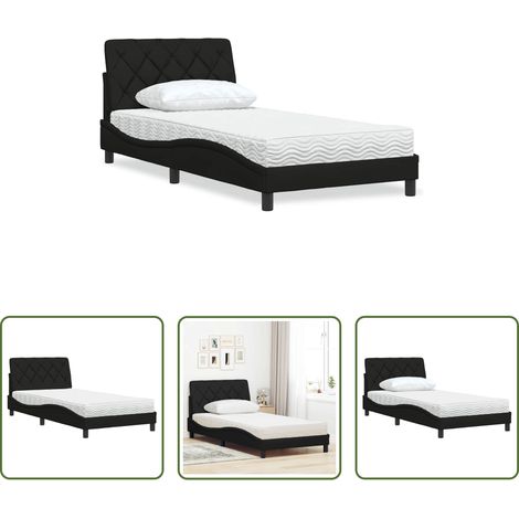 vidaXL Matratze für Schlafzimmer - Bett mit Matratze Schwarz 100x200 cm Stoff (1/5)