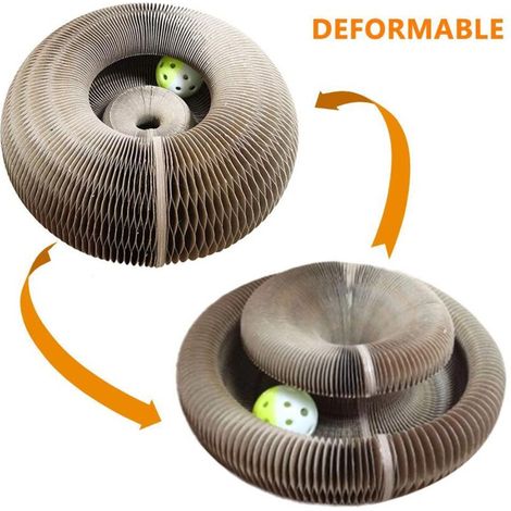 Planche à Gratter pour Chat Pliable avec Jouet Balle et Clochette - Griffoir Récréatif pour Chats et Chats (1/5)