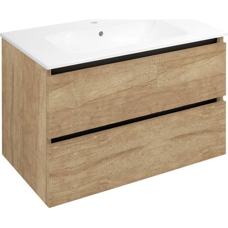 Meuble sous-vasque EZARA 79,8x52x46cm, chêne alabama (1/4)