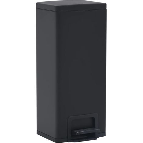 Dustbin with Pedal Anti-fingerprint 30L Black Stainless Steel vidaXL