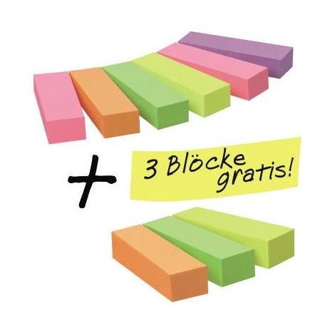 POST-IT Haftmarker Post-it® Page Marker Promotion 50 x 15 mm (B x H) neongelb vitalorange neongrünguavenpink flieder 100 Bl./Block 6 Block/Pack. + 3 Blöcke gratis (1/5)