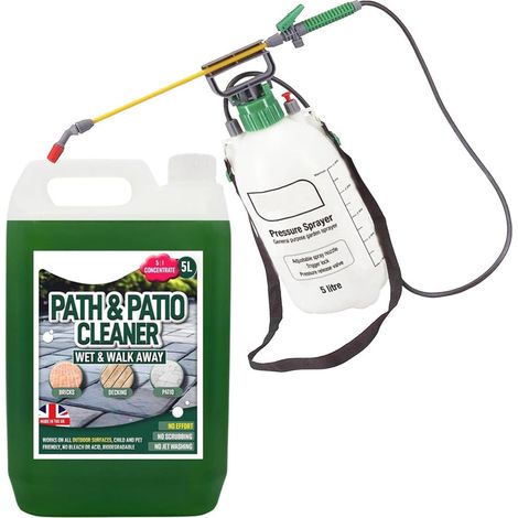 5 Litre Sprayer Bottle & Patio Cleaner Fluid Staining Remover Cleaning Solution