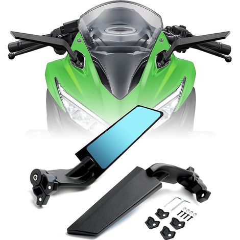 Pacewalker verstellbarer Aluminium-Außenrückspiegel für Motorräder, kompatibel mit Kawasaki Ninja 400 650 Zx10r Zx6r Zx-636 (2018-2022) und Honda Su, blendfreie Linse.